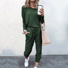 Hannah - Tee and Jogger Lounge Set — Green