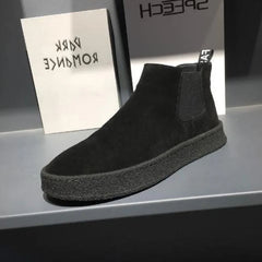 Chelsea - Flat Suede Ankle Boots — Black