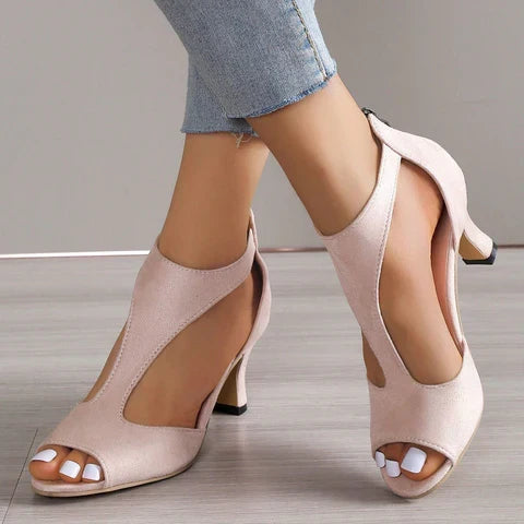 Emmeline - Cutout Heeled Sandals — Pink