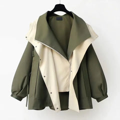 Ophelia - Colour Block Hooded Jacket — Green