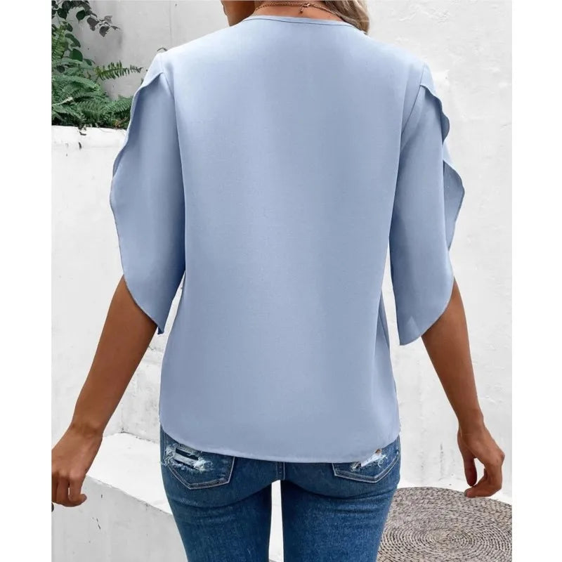 Ella - Satin Top with Lace Neckline