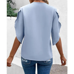 Ella - Satin Top with Lace Neckline