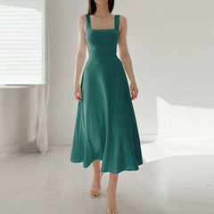 Matilde - Square Neck Midi Dress — Green