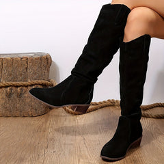 Zoe - Suede Slouch Knee High Boots