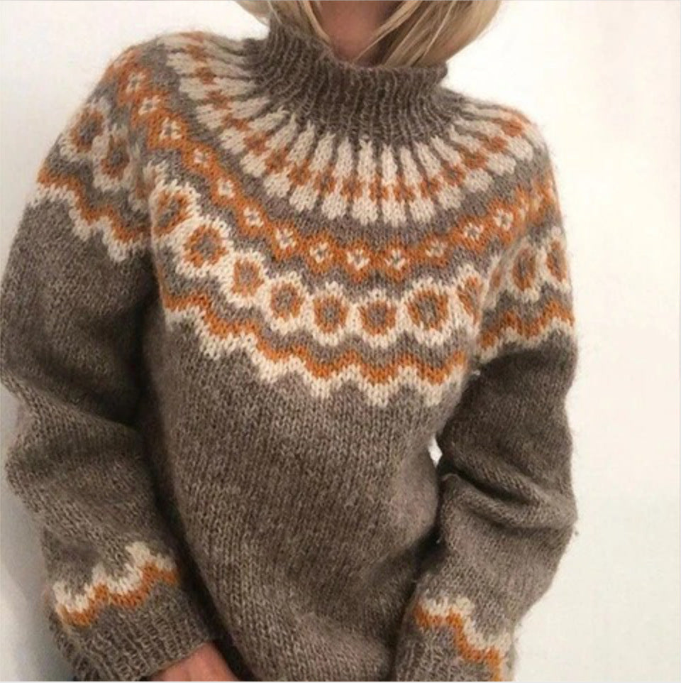 Coralie - Fair Isle Yoke Jumper — Khaki