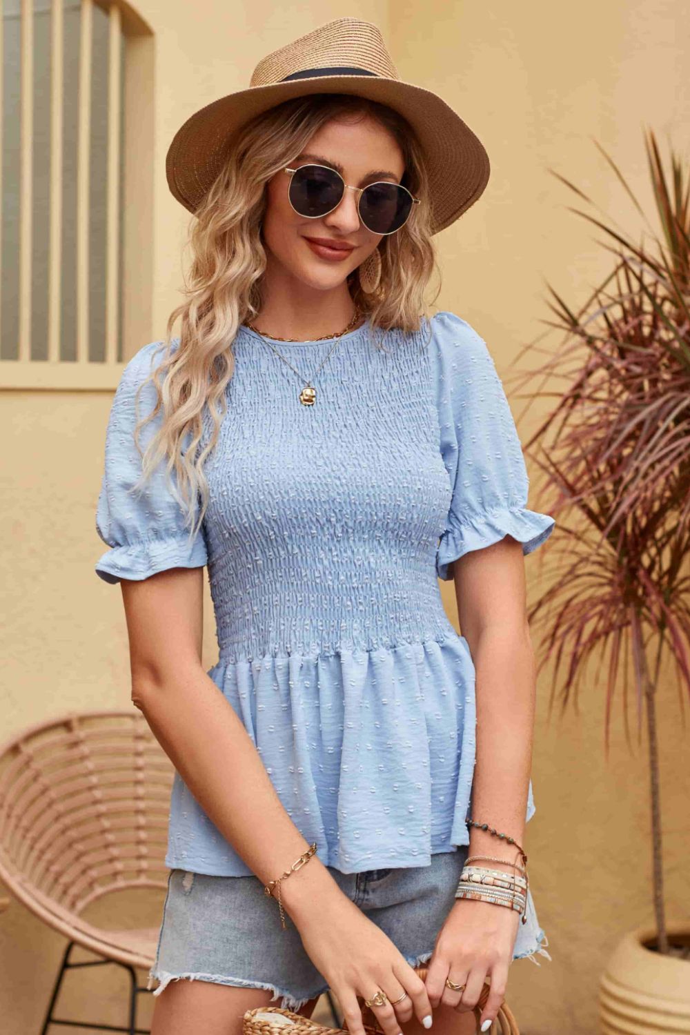 Rosa - Textured Peplum Top