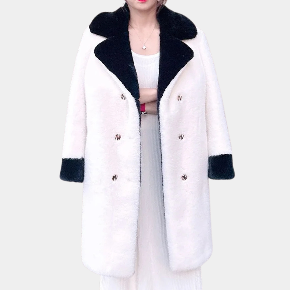 Tiffany - Faux Fur Coat with Contrast Trim