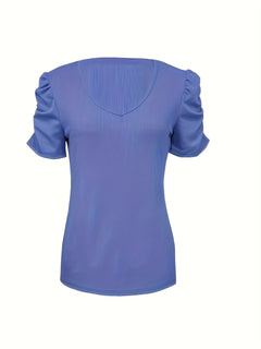 Paulette - Ribbed Puff Sleeve Top