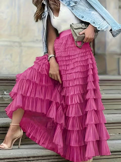 Jacqueline - Tiered Pleated Maxi Skirt