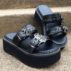 Willow - Studded Buckle Platform Slides
