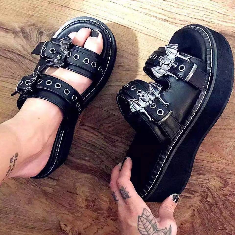 Willow - Studded Buckle Platform Slides