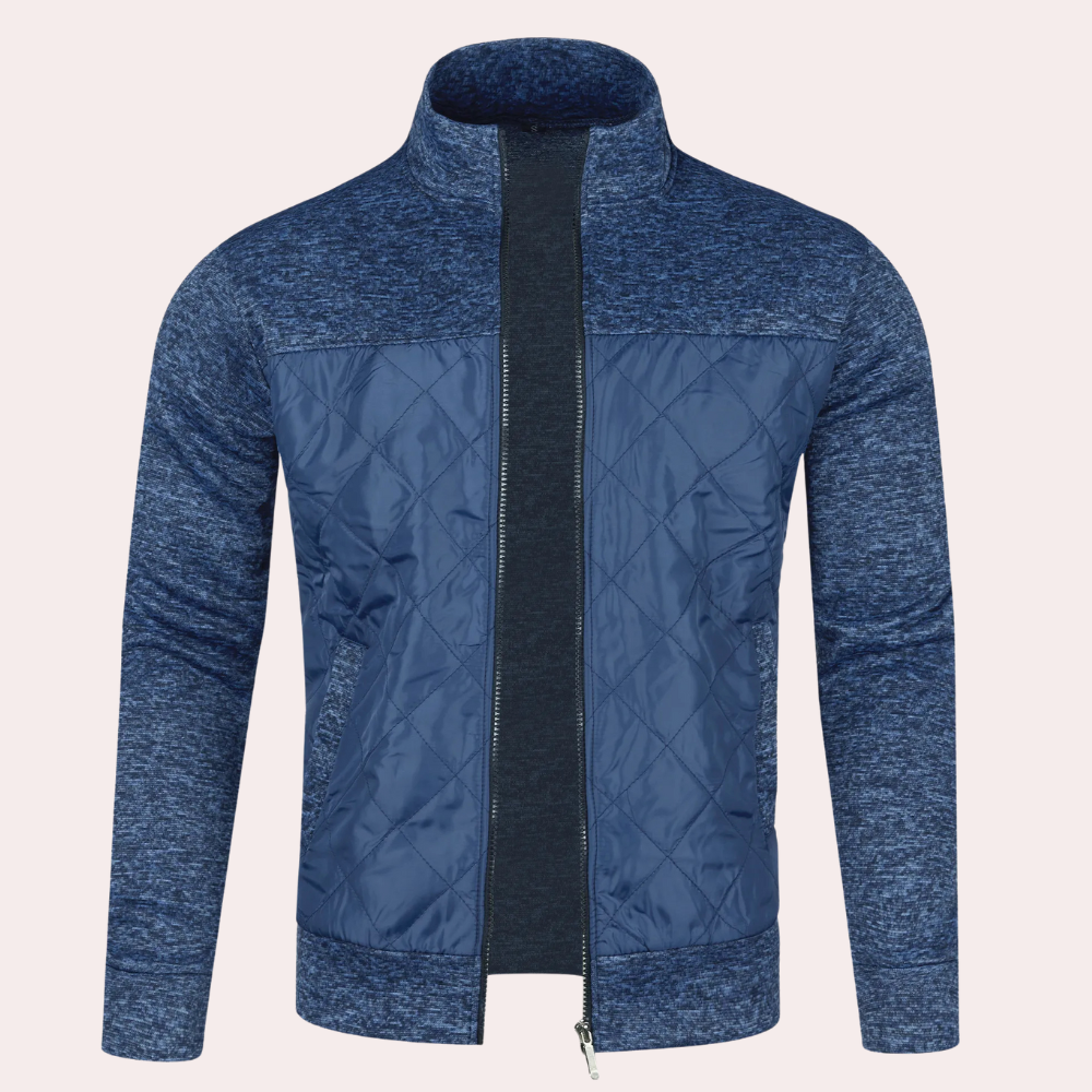 Bradley - Zip Neck Knit Jacket — Navy blue