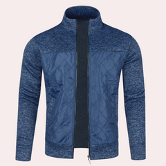 Bradley - Zip Neck Knit Jacket — Navy blue