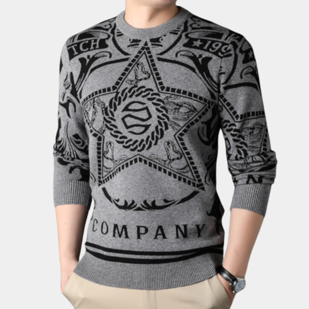 Wallace - Graphic Print Knit Jumper