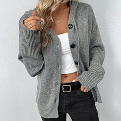 Scarlett - Button Front Cardigan — Grey