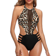 Paulette - Leopard Mesh Panel Swimsuit — Leopard Print