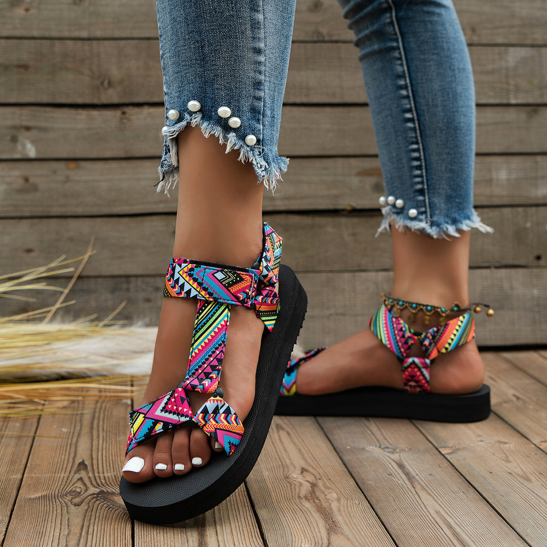 Elsie - Embroidered Flat Sandals