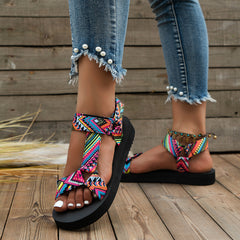 Elsie - Embroidered Flat Sandals