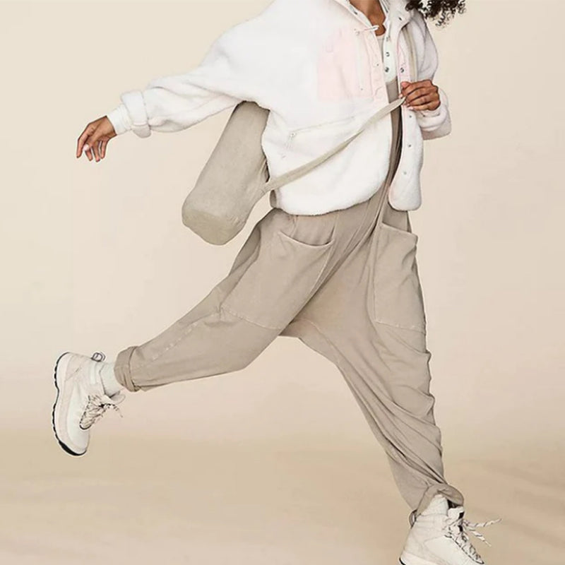 Sarah - Corduroy Pocket Dungarees — Gray