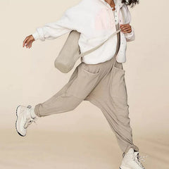Sarah - Corduroy Pocket Dungarees — Gray