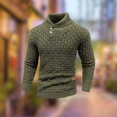 Sebastian - Textured Button Neck Jumper