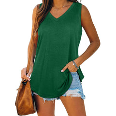 Susannah - V Neck Jersey Tank — Green