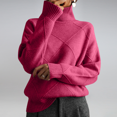 Veronica - Oversized Turtleneck Knit — Pink