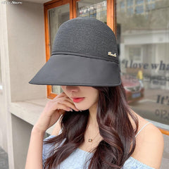 Hannah - Straw Sun Hat — Black