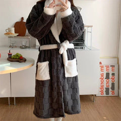 Louisa - Fleece Robe with Shawl Collar — Black