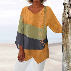 Wilhelmina - Colour Block Asymmetric Tunic — Yellow