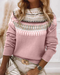 Bernadette - Fair Isle Colour Block Jumper — Pink