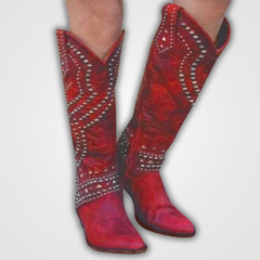 Michaela - Studded Western Knee Boots