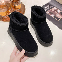 Stephanie - Chunky Sheepskin Slip on Boots — Black