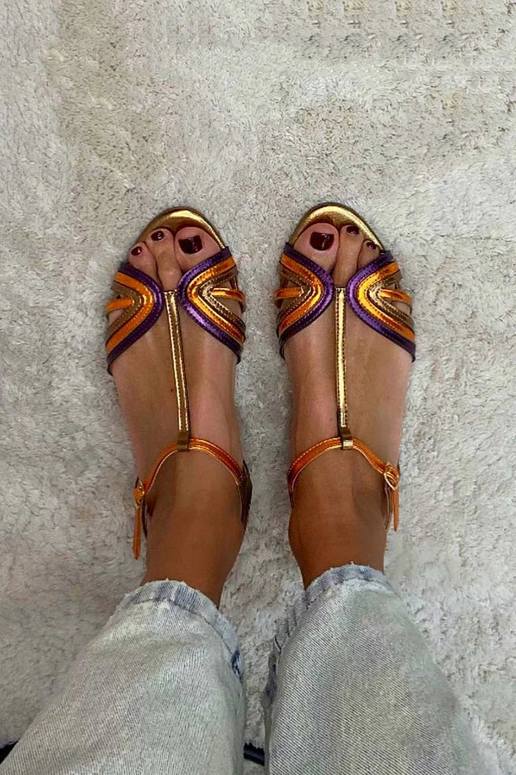 Bernadette - Painted Print Flat Sandals