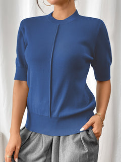 Elise - Knit Short Sleeve Top — Royal blue