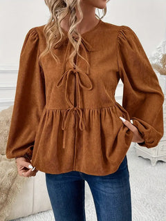 Gwendolyn - Corduroy Peplum Blouse