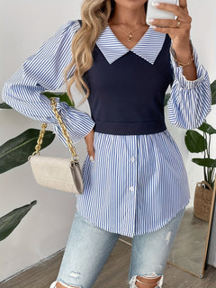 Olivia - Stripe Peplum Blouse