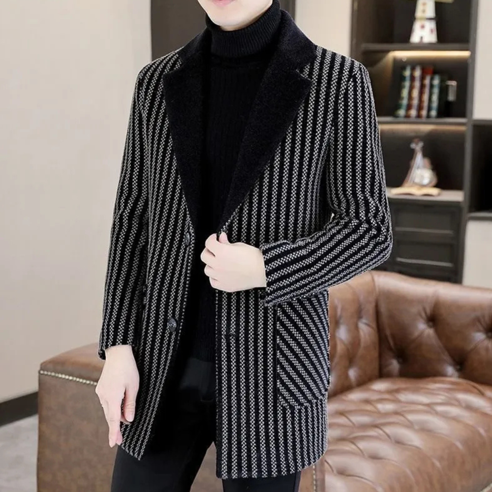 Marcus - Herringbone Blazer Coat — Grey