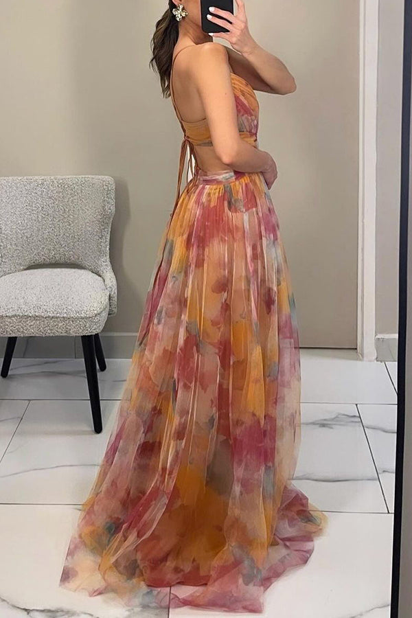 Wilhelmina - Ombre Print Chiffon Gown