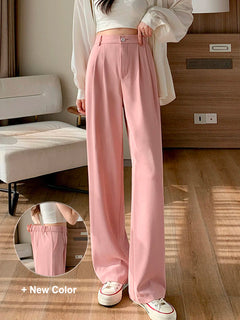 Genevieve - Straight Wide Leg Trousers — Pink