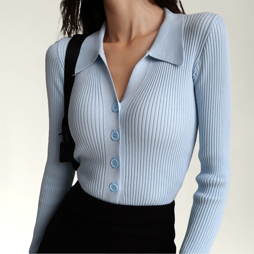 Fernanda - Ribbed Knit Polo Top