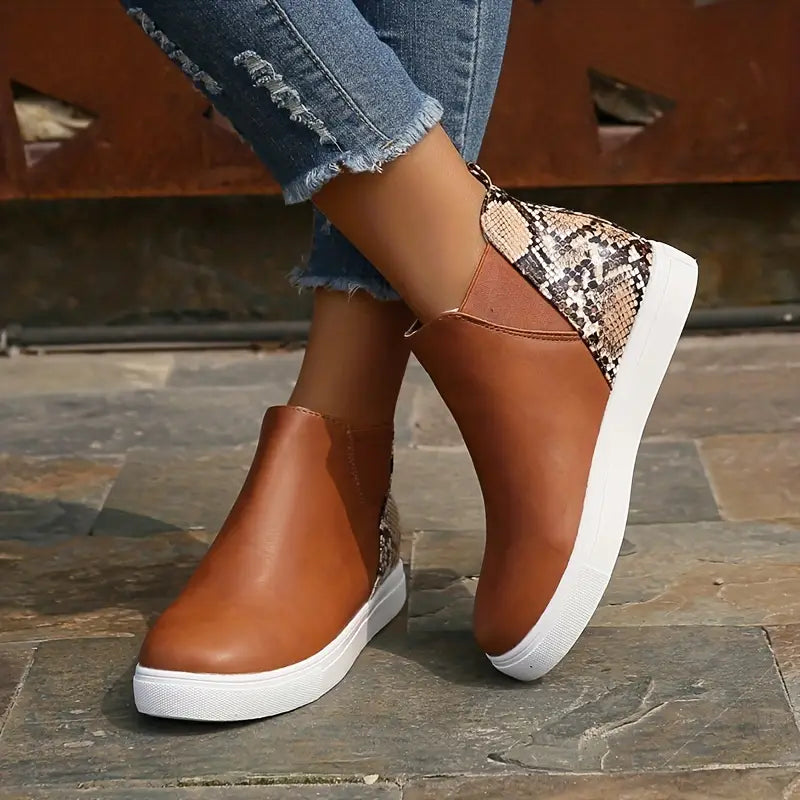 Madeleine - Boots with Snake Print Panel