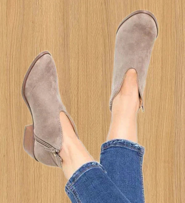 Alma - Suede Ankle Boots with Zip — Khaki