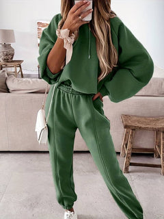 Stephanie - Oversized Hoodie Jogger Set — Green