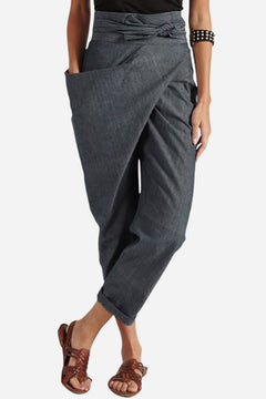 Bella - Wrap Front Tapered Trousers — Gray