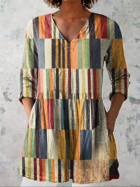 Kimberley - Earth Tone Patchwork Tunic — Multicoloured
