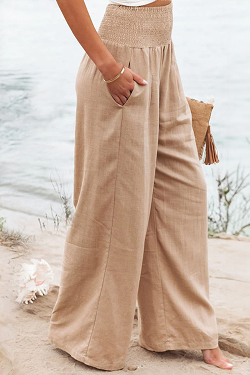 Rosalind - Cotton Palazzo Trousers — Khaki