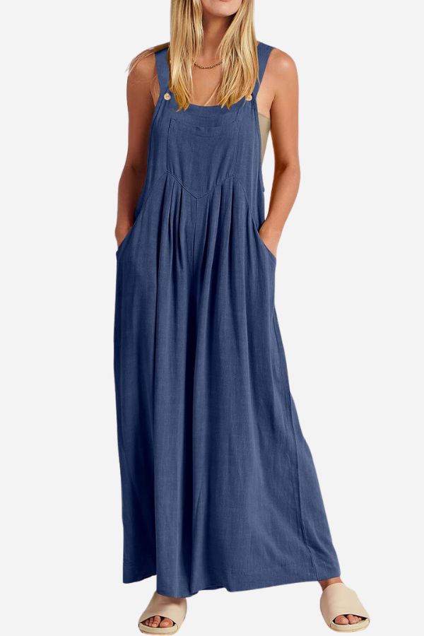 Bella - Wide Leg Dungarees — Blueberry Blue