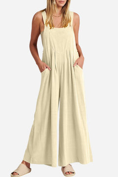 Bella - Wide Leg Dungarees — Apricot