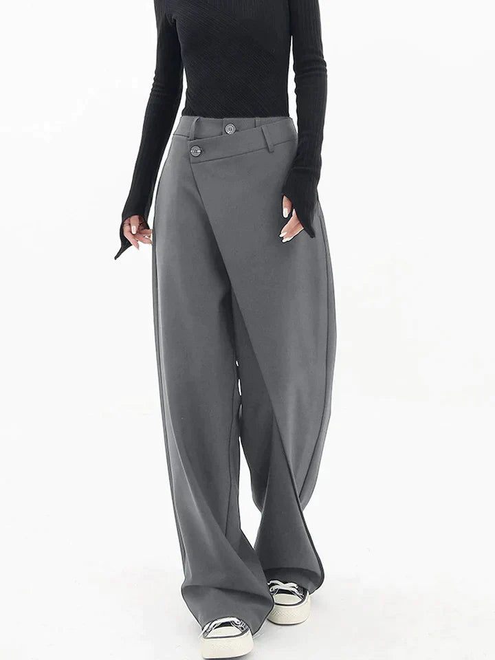 Seraphina - Asymmetric Wrap Trousers — Grey